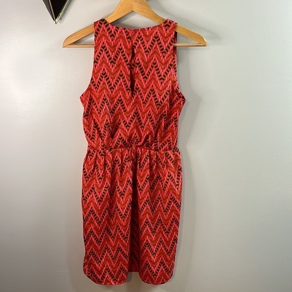 𝅺JACK Pink Red Geometric Sleeveless Keyhold back Skater Dress  Size: Small - Picture 8 of 14
